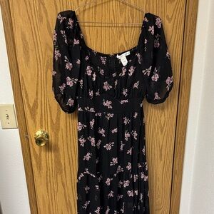 Altar'd State Black Dress with Pink Floral Design